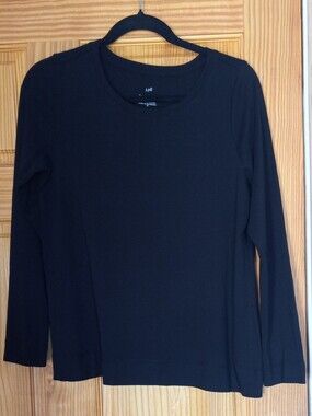 J Jill Black Long Sleeve Crew Neck Tee